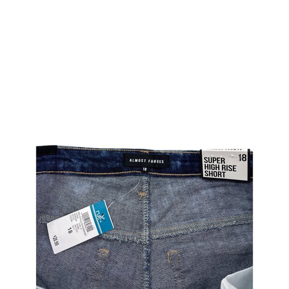 Almost Famous Super High Rise Denim Shorts Acid Wash Size 18 Cut Off New - Picture 4 of 7